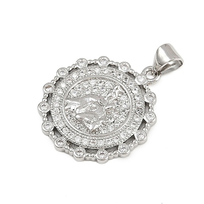 Brass Micro Pave Cubic Zirconia Pendants KK-P323-11H-P01-1