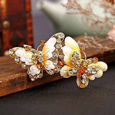 Alloy Rhinestone Enamel Hair Barrettes OHAR-B006-01G-03-1