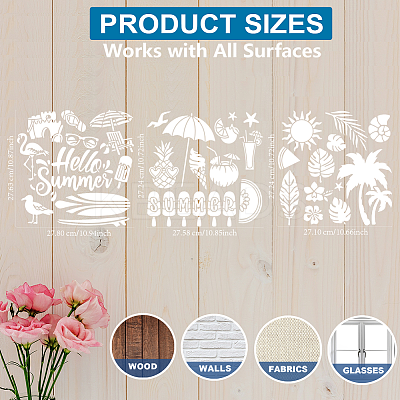 1 Set Summer Theme PET Hollow Out Drawing Painting Stencils DIY-MA0004-76B-1