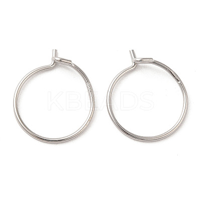 Rhodium Plated 925 Sterling Silver Hoop Earring Findings STER-Q188-01A-P-1
