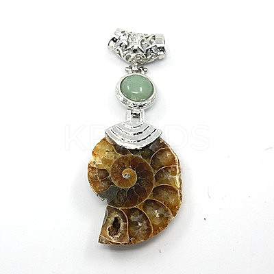 Gemstone Fossil Snail Big Pendants G-F062-M-1