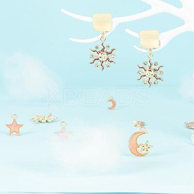 80Pcs 10 Style Celestial Alloy Enamel Pendants ENAM-LS0001-43-1