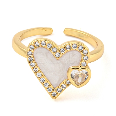 Brass Micro Pave Cubic Zirconia Open Finger Ring RJEW-C069-04G-1