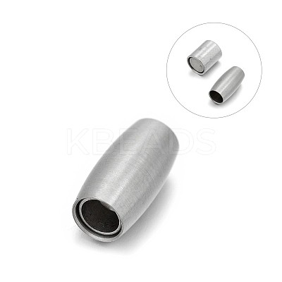 Tarnish Resistant Matte 304 Stainless Steel Barrel Magnetic Clasps with Glue-in Ends STAS-E089-18A-1