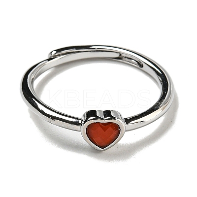 Heart Natural CarnelianAdjustable Rings RJEW-Q818-02P-01-1