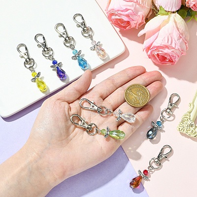 Angel Glass & Alloy Pendant Decoration HJEW-YW00026-01-1