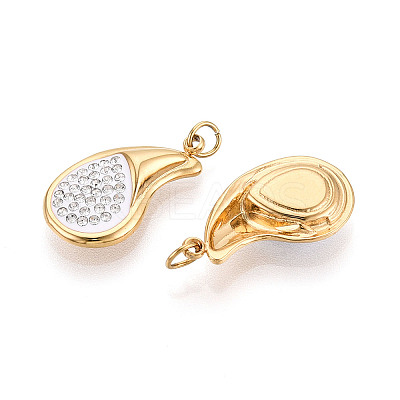 304 Stainless Steel and Handmade Polymer Clay Crystal Rhinestone Pendants STAS-T069-62-1