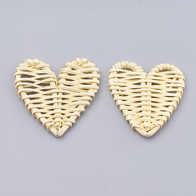 Handmade Spray Painted Reed Cane/Rattan Woven Beads X-WOVE-N007-06F-1
