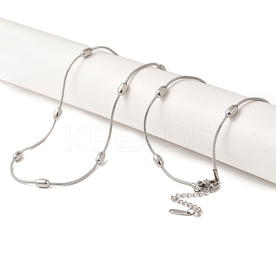 304 Stainless Steel Oval Snake Chain Necklaces NJEW-H046-03P-1
