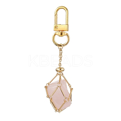 2Pcs 2 Colors Brass Bar Link Chains Pouch Stone Pendant Decorations HJEW-JM02036-1