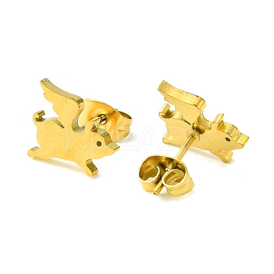Cute Little Animal Theme 304 Stainless Steel Stud Earrings LS-EJEW-B041-03E-G-1