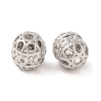Brass Micro Pave Clear Cubic Zirconia Beads KK-S389-15P-1