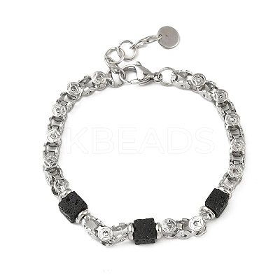 Natural Lava Rock Link Chain Bracelets for Women BJEW-Z148-06P-04-1