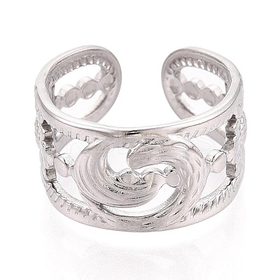 304 Stainless Steel Cuff Rings for Women RJEW-N052-08P-1