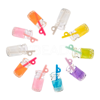 70Pcs 7 Colors Transparent Resin Pendants RESI-CJ0002-08-1