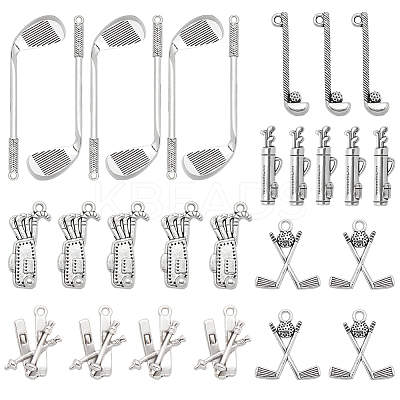 60Pcs 6 Styles Tibetan Style Alloy Pendants TIBE-SC0001-98-1