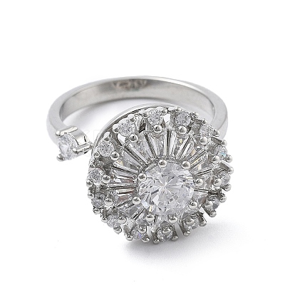 Flat Round Rotatable Open Cuff Rings for Women LS-RJEW-S402-08P-1
