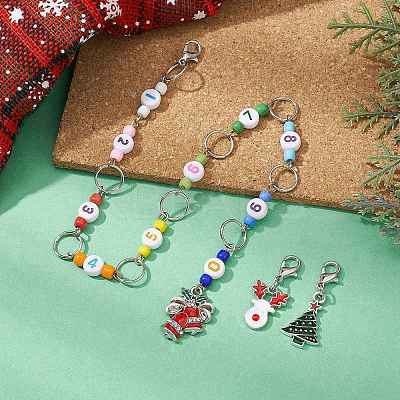 3Pcs Christmas Theme Knitting Row Counter Chains & Locking Stitch Markers Kits HJEW-JM01338-01-1