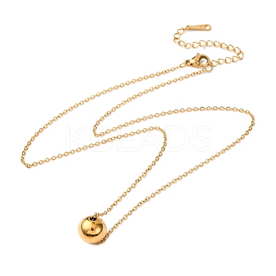 304 Stainless Steel Round Ball Pendant Necklaces for Women NJEW-K255-51G-1