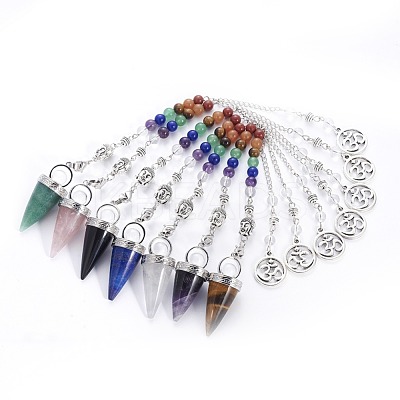 Chakra Jewelry Natural Mixed Stone Cone Dowsing Pendulums G-G771-E-1