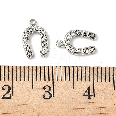 304 Stainless Steel Rhinestone Pendants STAS-V015-12P-1