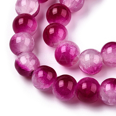 Crackle Baking Paint Imitation Jade Glass Beads Strands X1-DGLA-T003-8mm-12-1