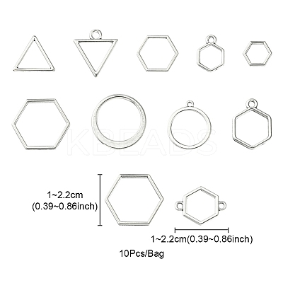 10Pcs Alloy Open Back Bezel Pendants and Links PALLOY-YWC0002-01AS-1