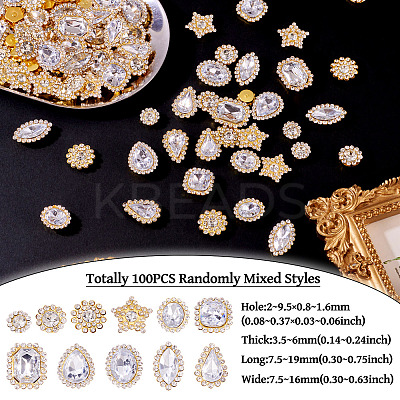 100Pcs Teardrop/Heart/Star Sew on Rhinestones GACR-TA0001-07A-1