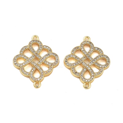 Rack Plating Brass Micro Pave Clear Cubic Zirconia Chinese Knot Links KK-S379-21G-1