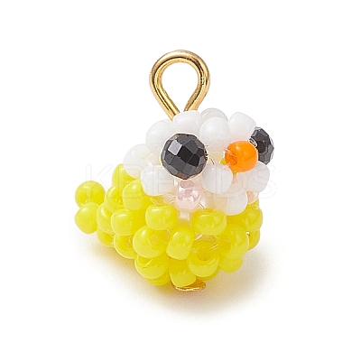 Glass Seed Beaded Bird Charms PALLOY-MZ00971-1