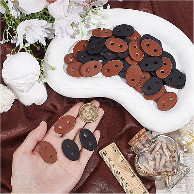 50Pcs 2 Colors 2-Hole PU Leather Buttons BUTT-CL0001-05A-1