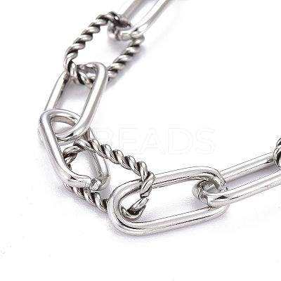 Tarnish Resistant 304 Stainless Steel Paperclip Chain Bracelets LS-BJEW-F412-02P-1