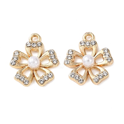 Alloy with Rhinestone and ABS Plastic Imitation Pearl Pendants FIND-Z111-03G-1