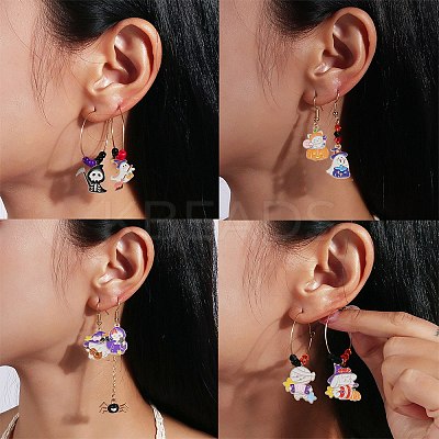 40Pcs 10 Styles Halloween Theme Alloy Enamel Pendants ENAM-CJ0004-77-1