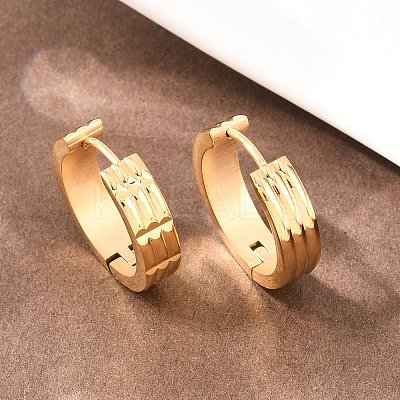 304 Stainless Steel Textured Hoop Earrings EJEW-L307-07G-1