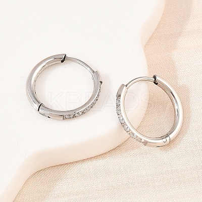 304 Stainless Steel Clear Cubic Zirconia Hoop Earrings EJEW-L307-05P-1