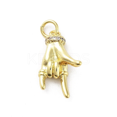 Rack Plating Palm Brass Micro Pave Cubic Zirconia Pendants KK-E102-18G-02-1