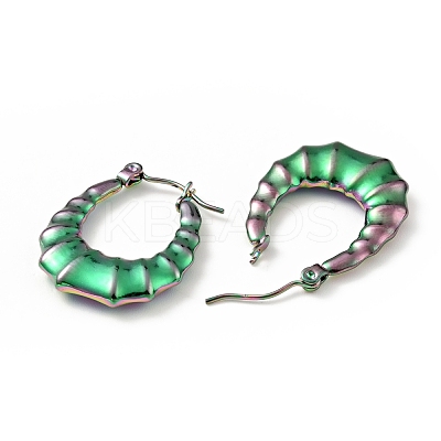 Ion Plating(IP) Rainbow Color 304 Stainless Steel Teardrop Hoop Earrings for Women EJEW-G293-12M-1