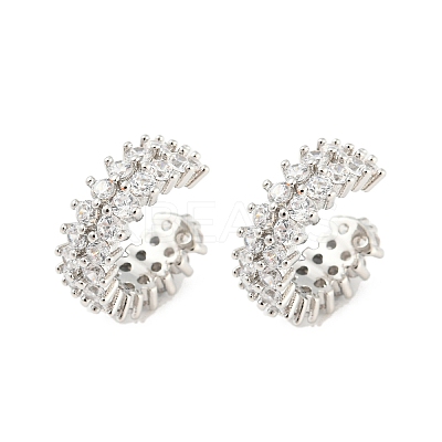 Rack Plating Brass Cubic Zirconia Cuff Earrings EJEW-K245-39P-1