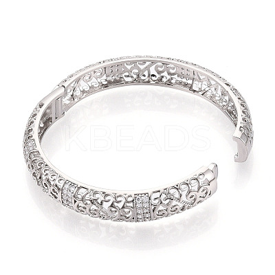 Brass Micro Pave Clear Cubic Zirconia Bracelets BJEW-N035-07P-1