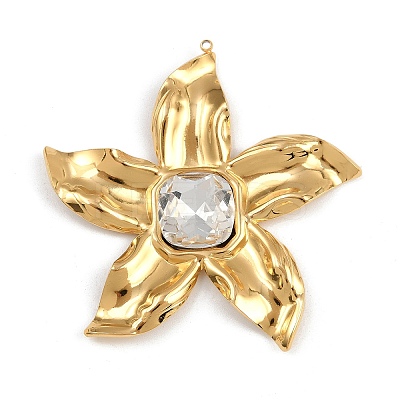 304 Stainless Steel Rhinestone Big Pendants STAS-P410-01G-1