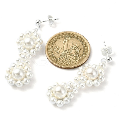 Shell Pearl Beaded Dangle Stud Earrings EJEW-TA00340-1