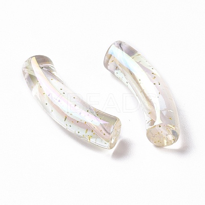UV Plating Iridescent Transparent Acrylic Beads X-OACR-A016-02-1