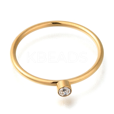 Ion Plating(IP) 304 Stainless Steel Rhinestone Solitaire Rings RJEW-B066-01G-02-1