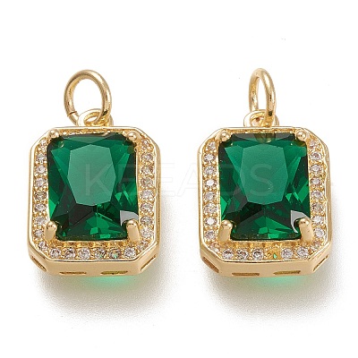 Brass Glass Charms X-ZIRC-F116-09C-G-1