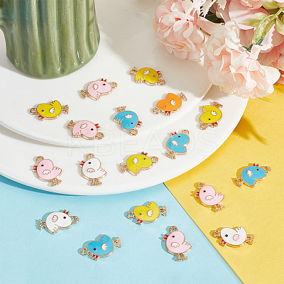 40Pcs 5 Color Alloy Enamel Pendants ENAM-NB0002-09-1