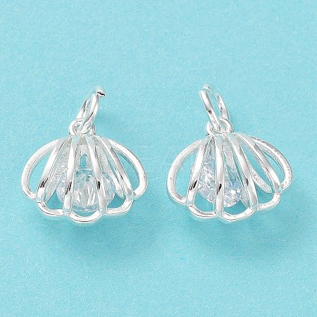 Rack Plating Brass Clear Cubic Zirconia Pendants KK-B078-06S-1