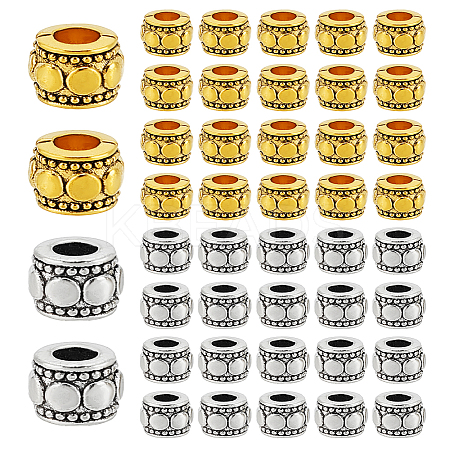 90Pcs 2 Colors Tibetan Style Alloy Beads FIND-LP0001-16-1