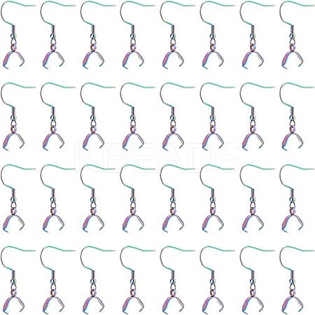 30Pcs Rainbow Color 304 Stainless Steel Earring Hooks STAS-UN0034-26-1