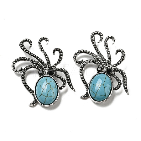 Synthetic Turquoise Octopus Brooch G-Z050-01B-1
